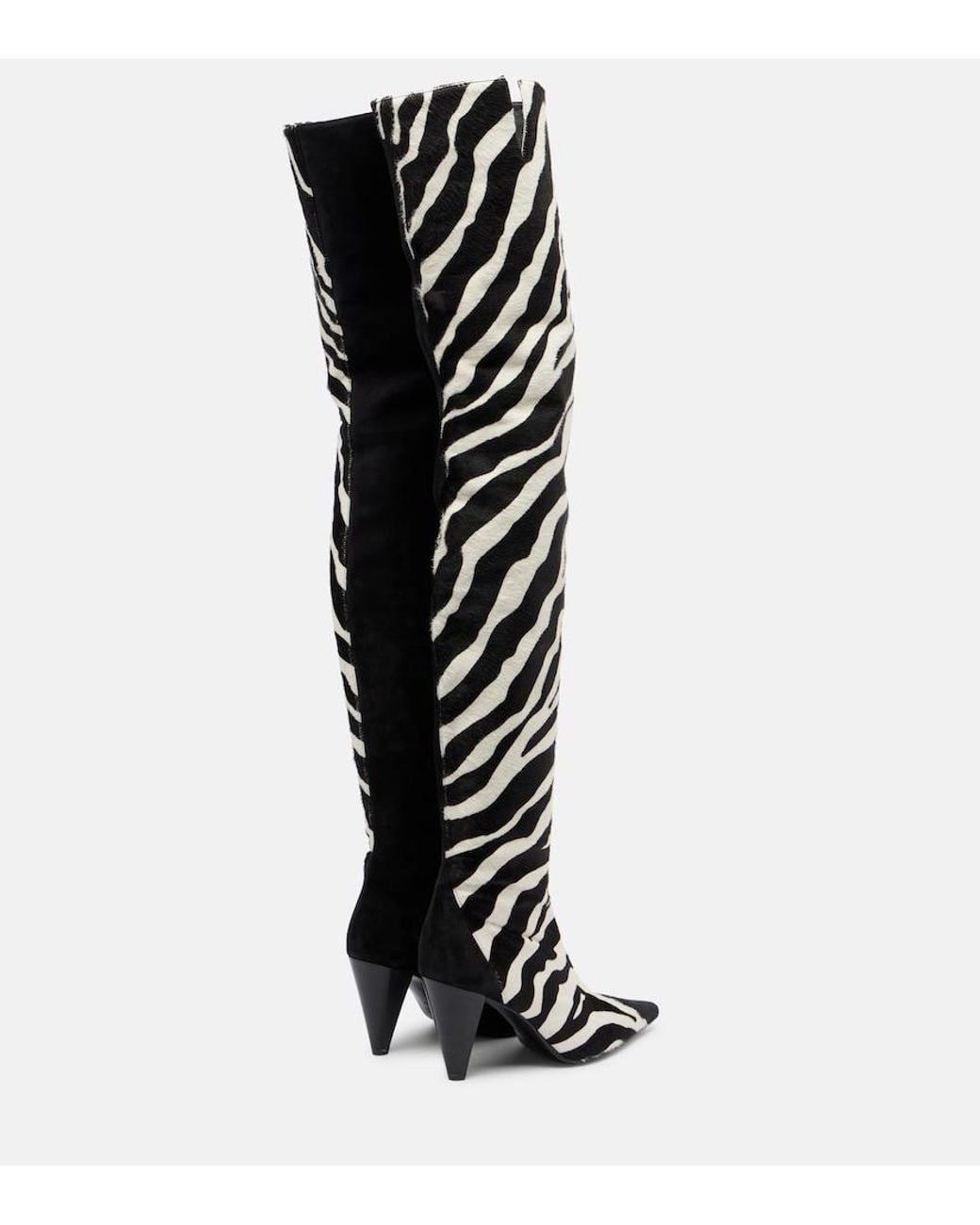 Khaite Black Harvey 85 Calf Hair Over-The-Knee Boots