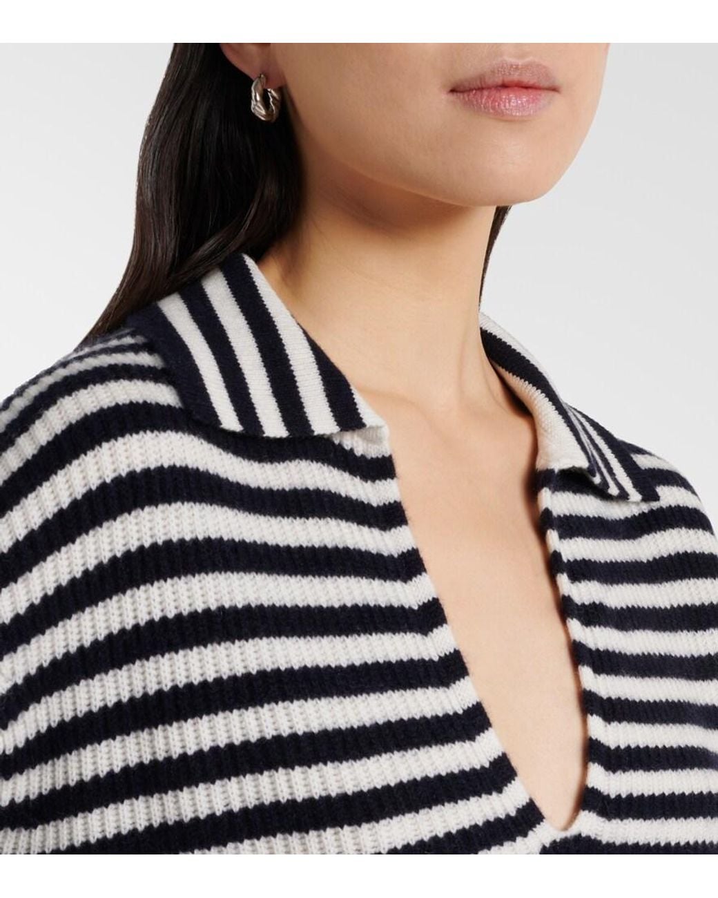 Max Mara Blue Gomma Striped Cashmere Top