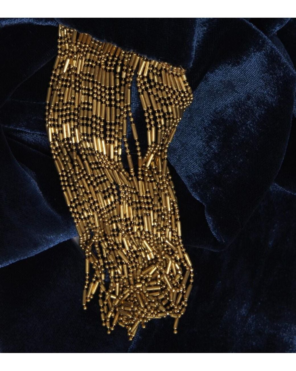 Etro Blue Beaded Fringed Velvet Scarf