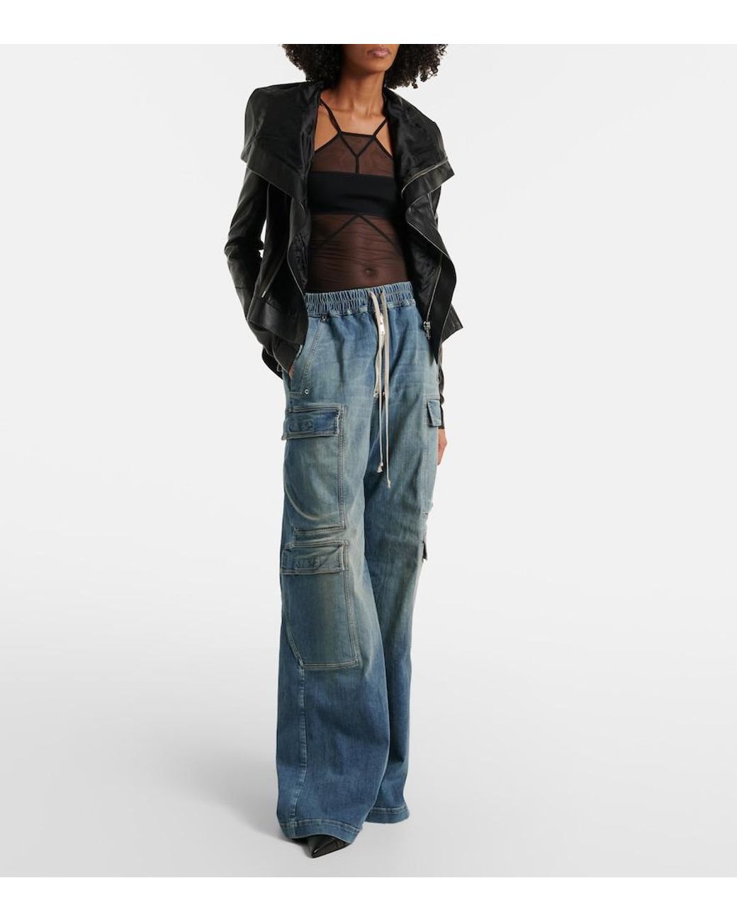 Rick Owens Black Sl Combo Semi-Sheer Top