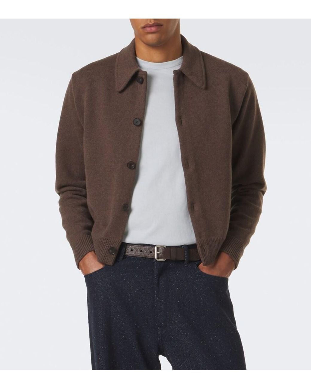 Auralee Brown Wool Cardigan for men