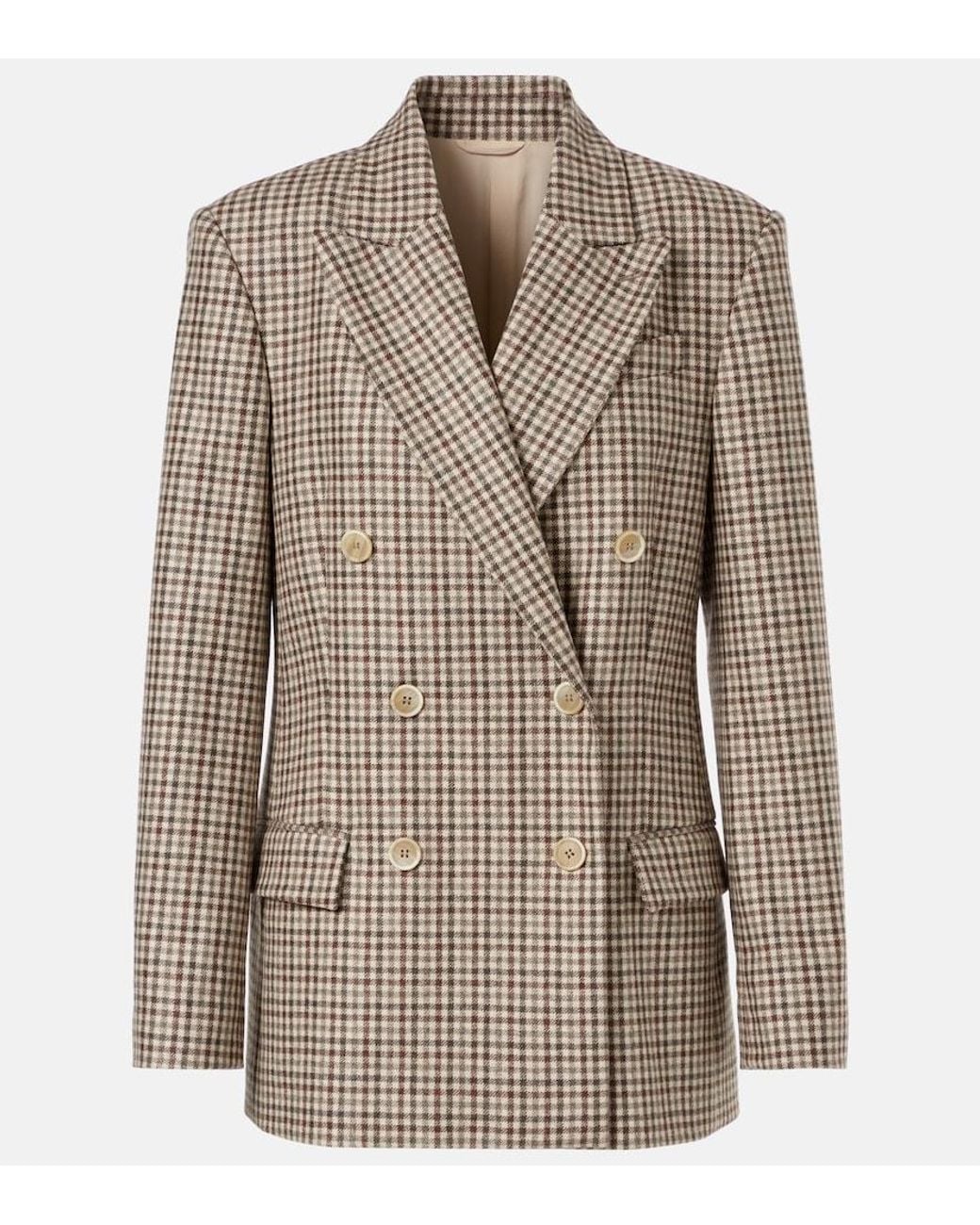 Brunello Cucinelli Brown Checked Virgin Wool Blazer