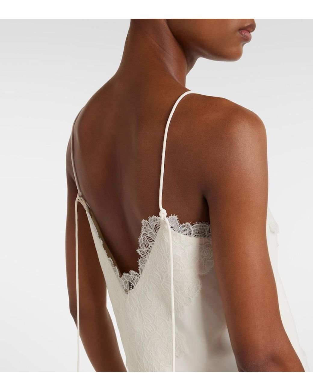 Rohe White Lace-Trimmed Satin Camisole