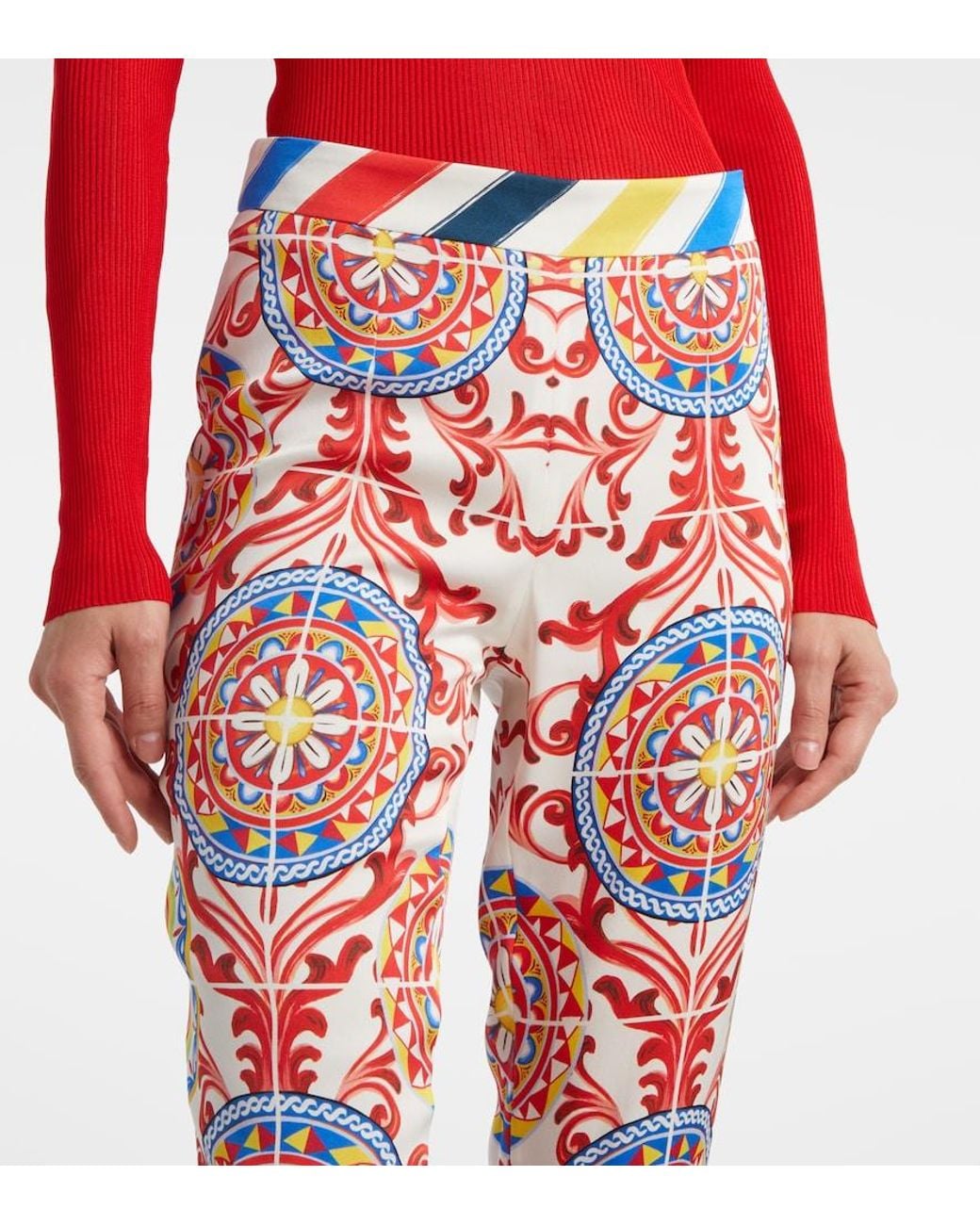 Dolce & Gabbana Cropped Printed Silk-Blend Flared Pants