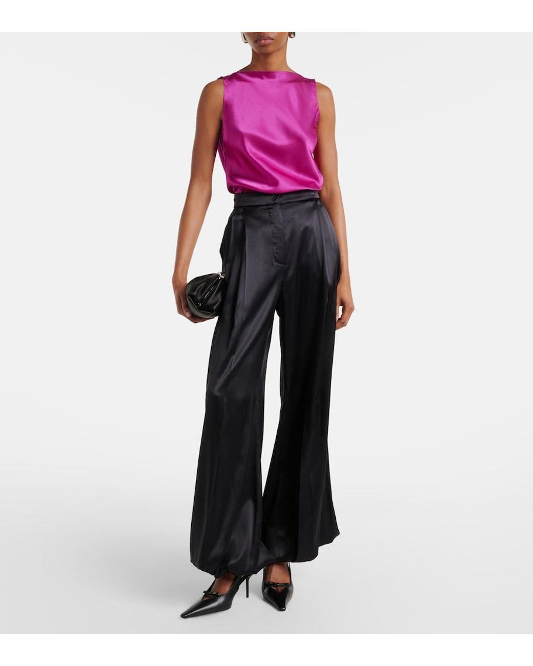 Nina Ricci Pink Open-Back Silk-Blend Satin Top