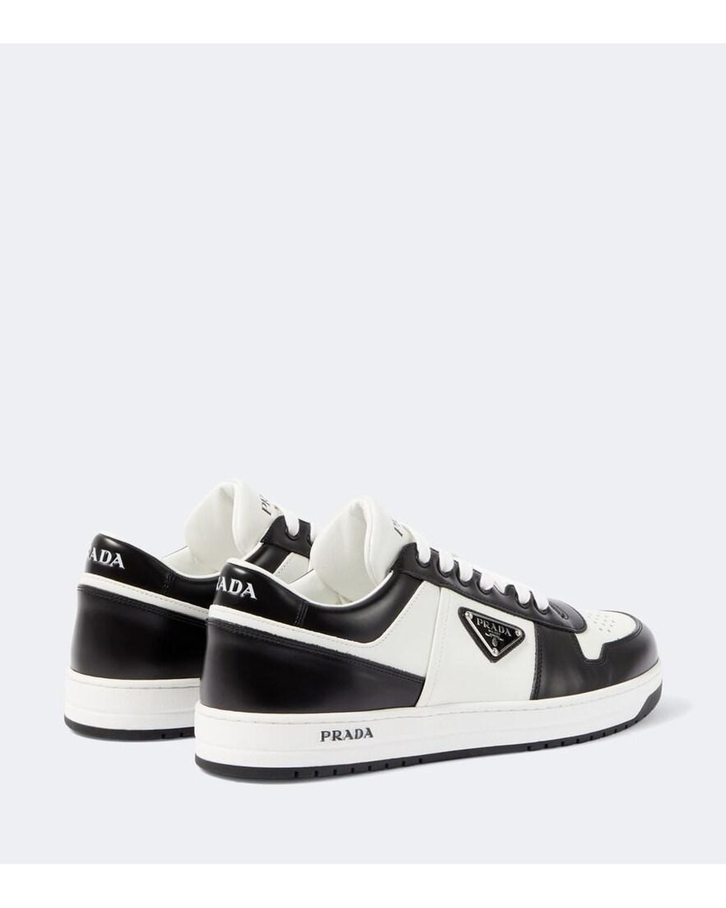 Prada White Downtown Colour-Block Leather Sneakers for men