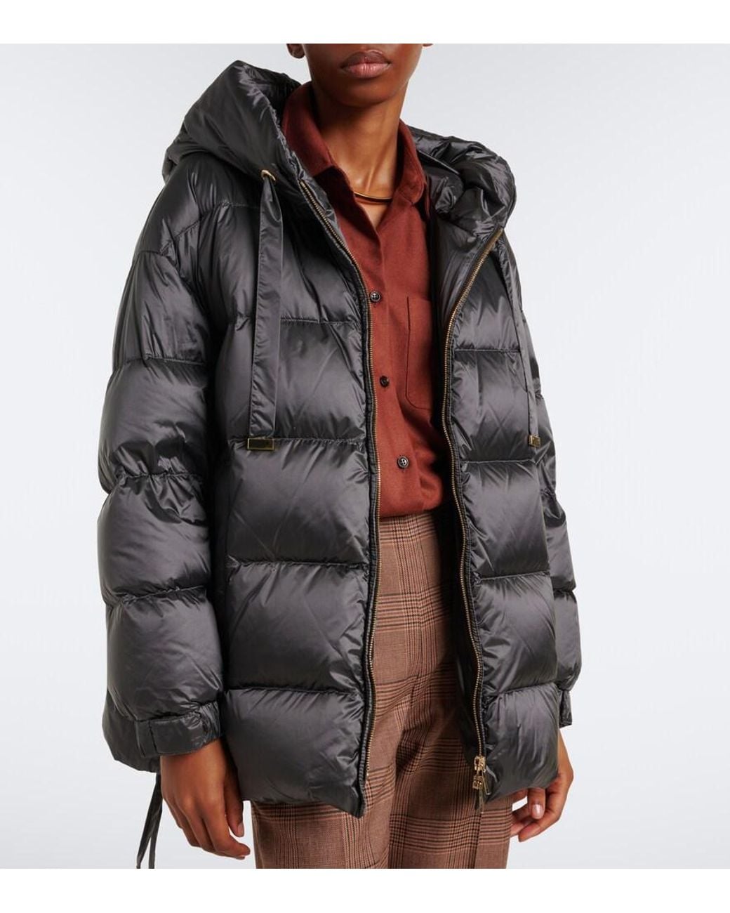 Max Mara Black Hooded Down Jacket