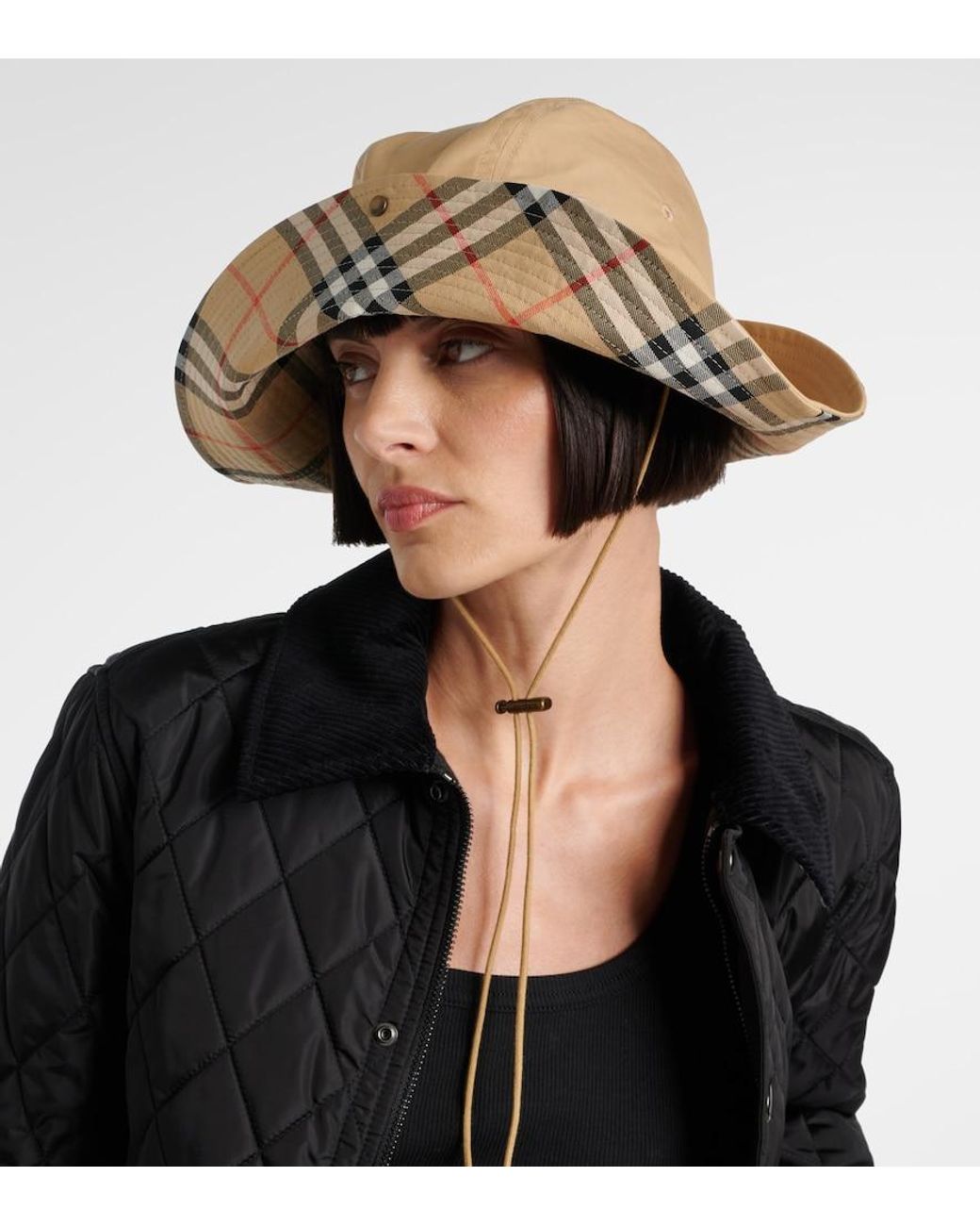 Burberry Metallic Check Gabardine Hat