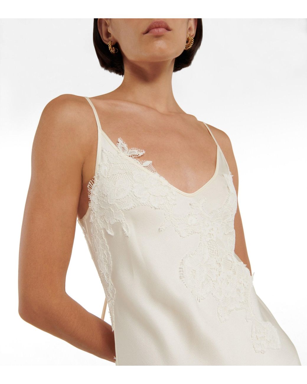 chinese dress ladies Lace Cami Dress In Ivory – Victoria Beckham UK main image 1