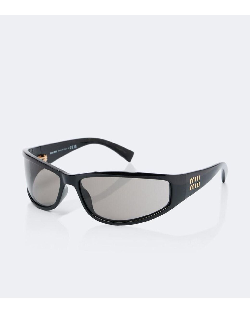 Miu Miu Black Signature Rectangular Sunglasses