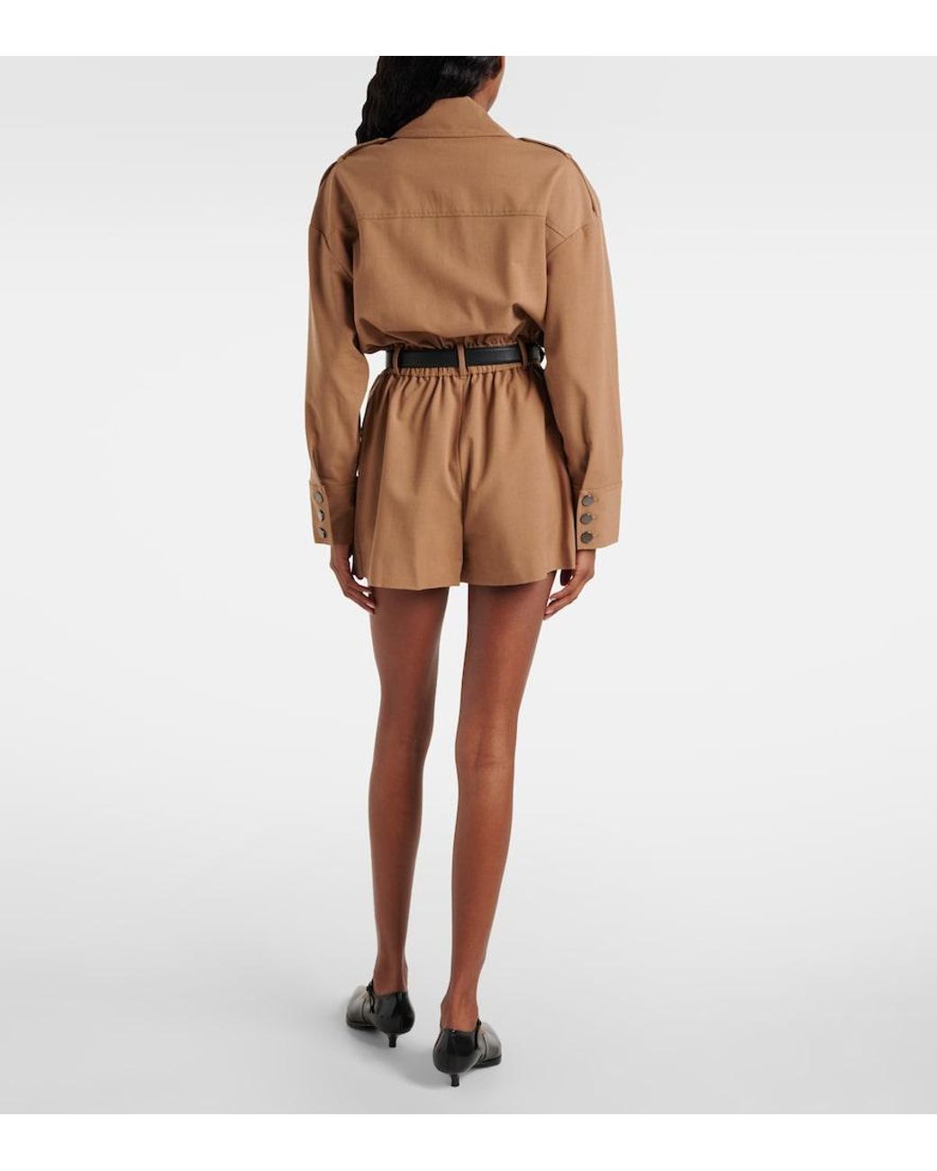 Self-Portrait Brown Twill Romper