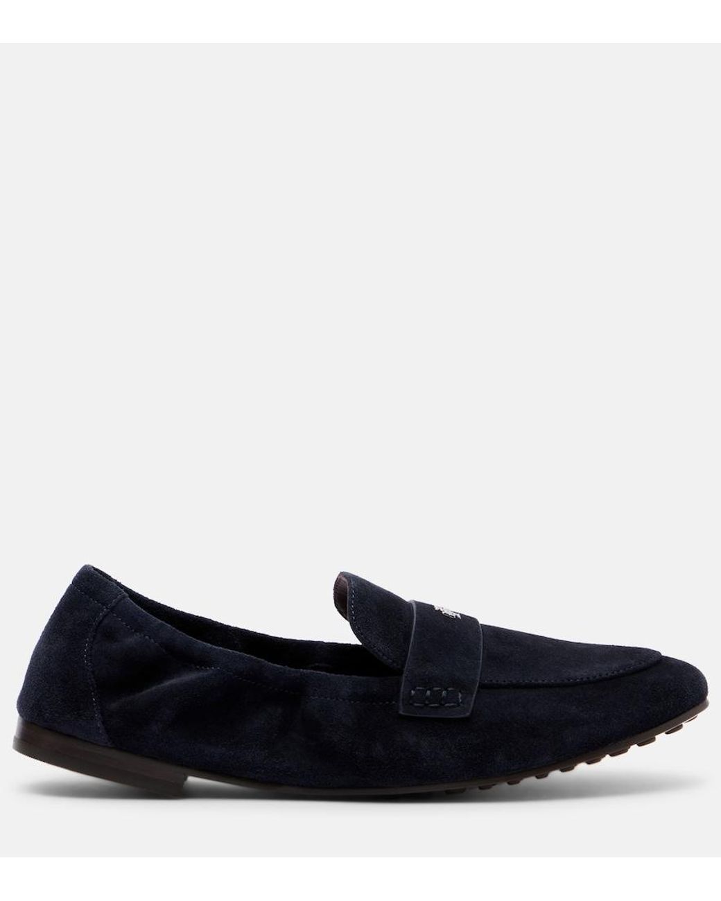 Tory Burch Blue Logo Suede Loafers
