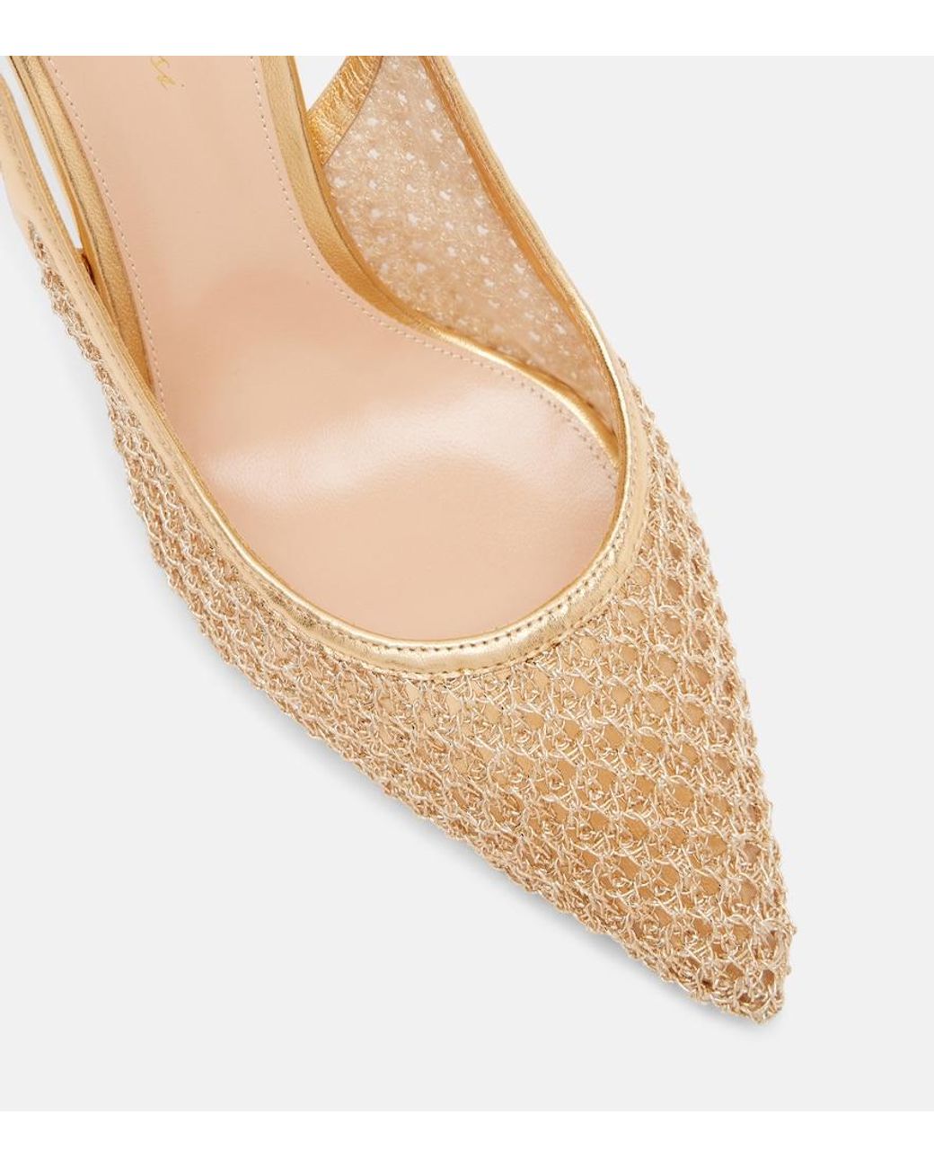 Gianvito Rossi Natural Nikki Leather-Trimmed Slingback Pumps