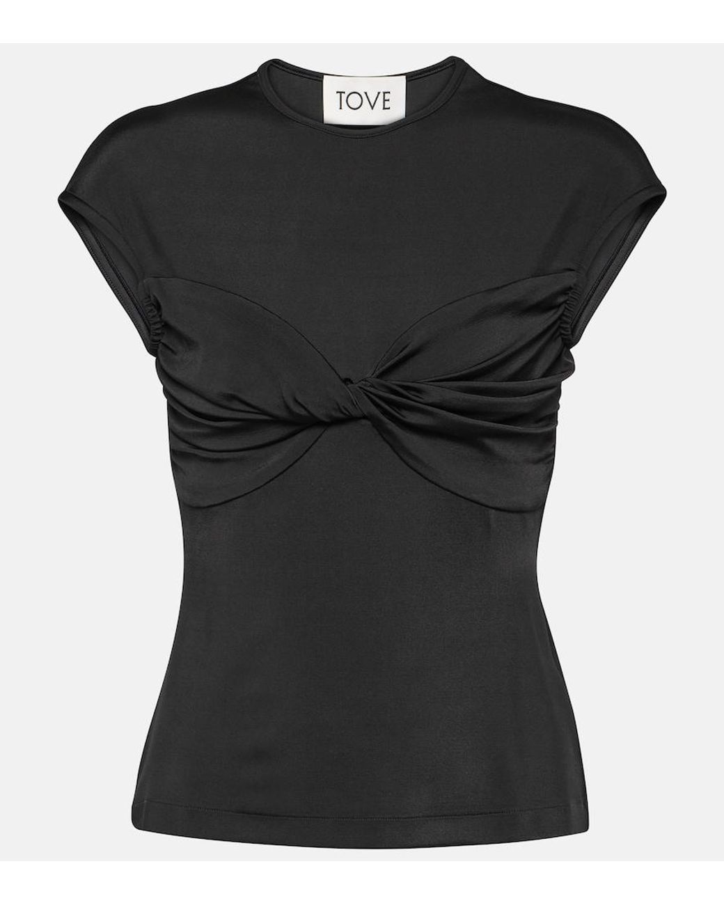 TOVE Black Paola Twist-Detail Jersey Top