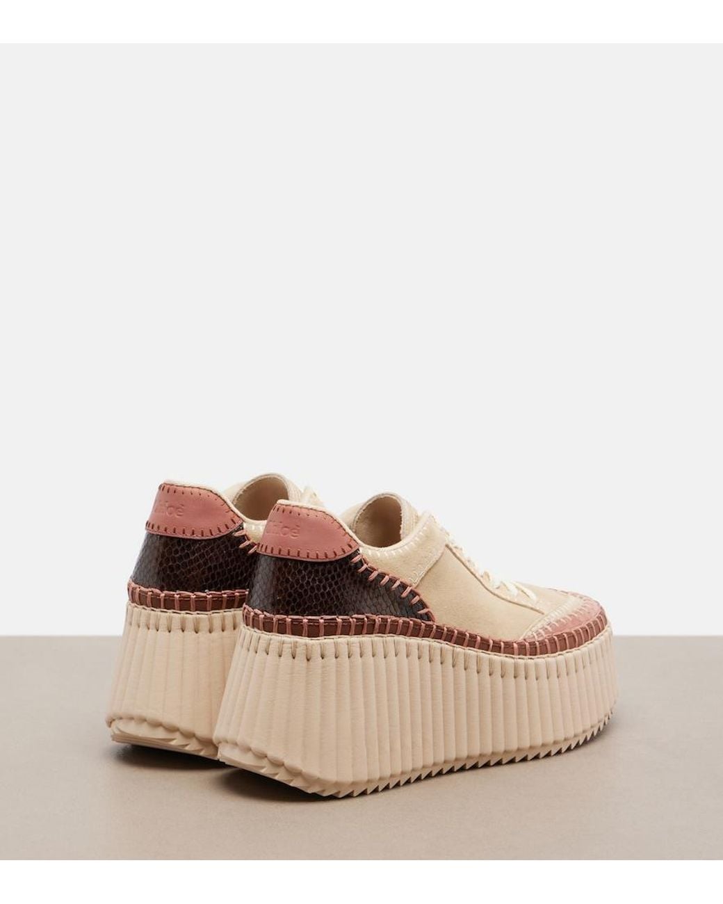Chloé Natural Nama Suede Platform Sneakers
