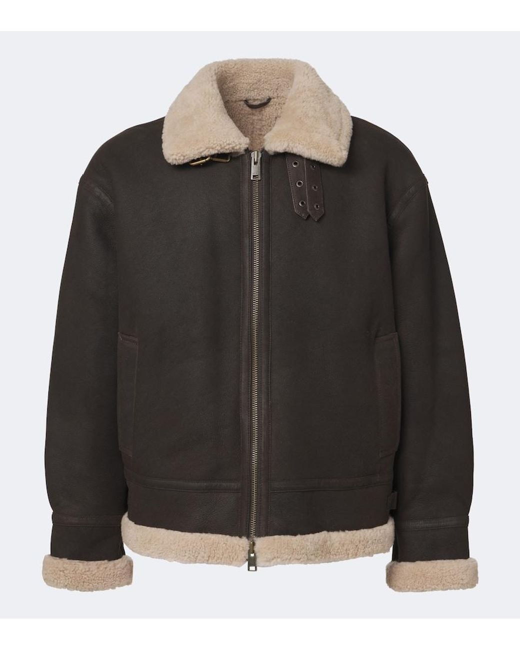 Arma Black Sano Shearling-Lined Leather Jacket for men