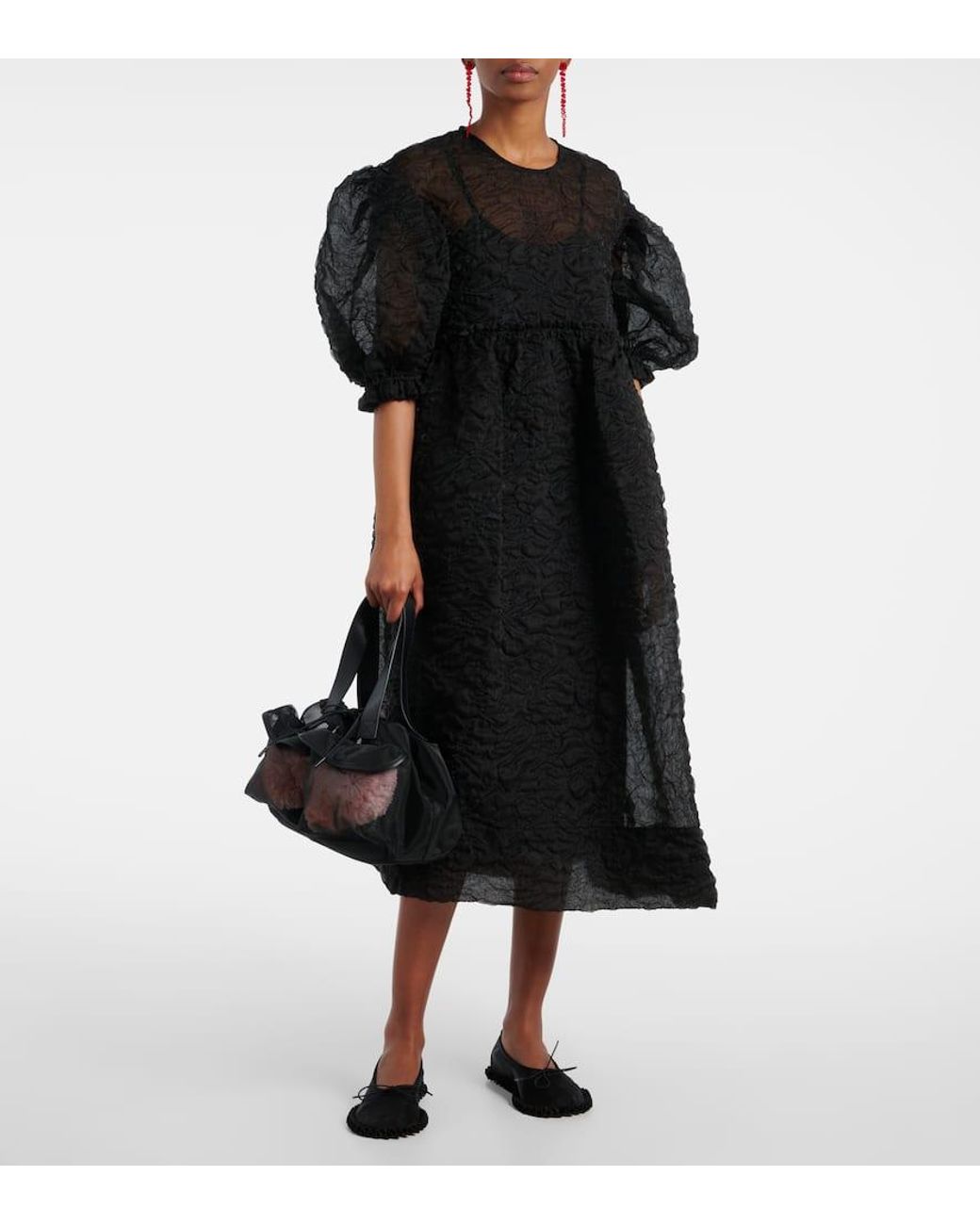 【Simone Rocha】 Carnation Pocket leather-trimmed tote bag Carnation Pocket leather-trimmed tote bag in black - Simone