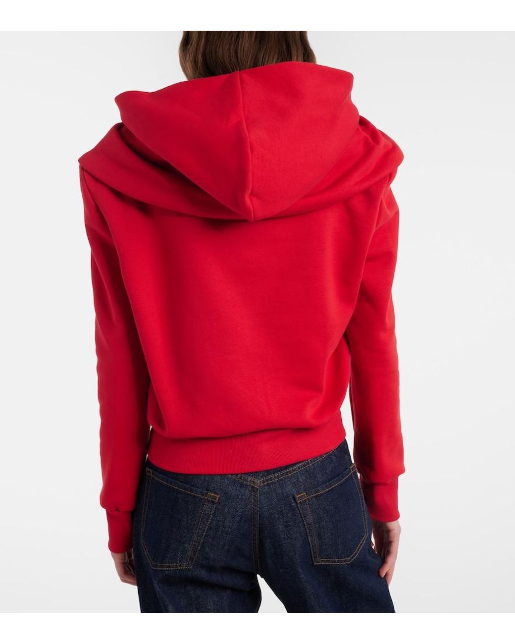 Magda Butrym Red Scarf-Detail Cotton-Blend Hoodie