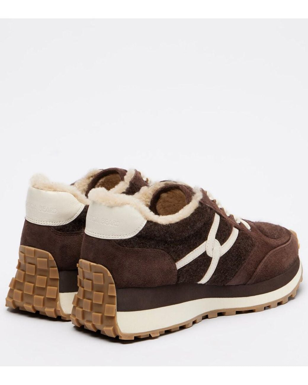 Veronica Beard Brown Valentina Suede-Trimmed Leather Sneakers
