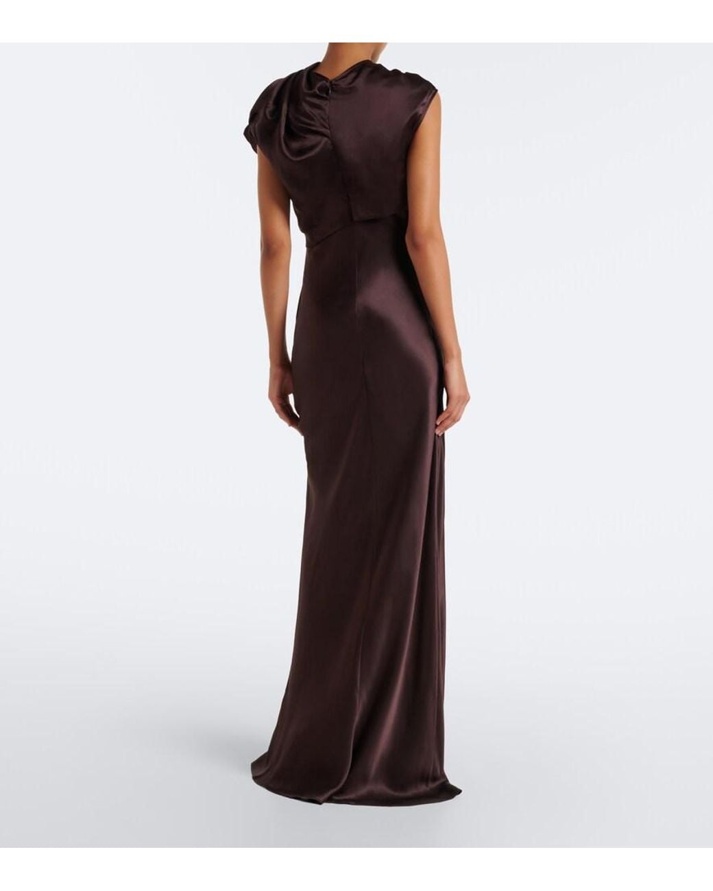 TOVE Purple Saige Gathered Satin Gown
