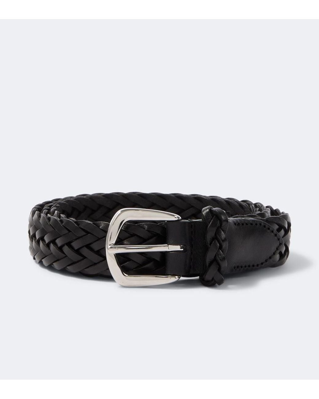 Lardini Black Braided Leather Belt for men