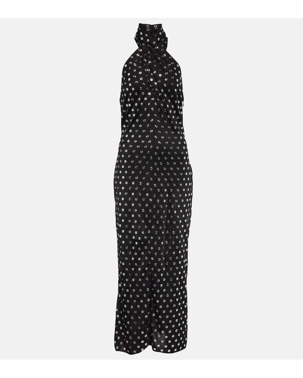 Alaïa Black Embellished Halterneck Midi Dress