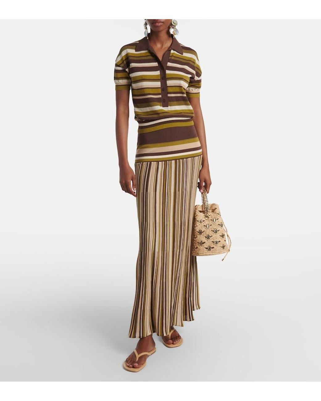 Faithfull The Brand Natural Citara Plisse Cotton-Blend Maxi Skirt