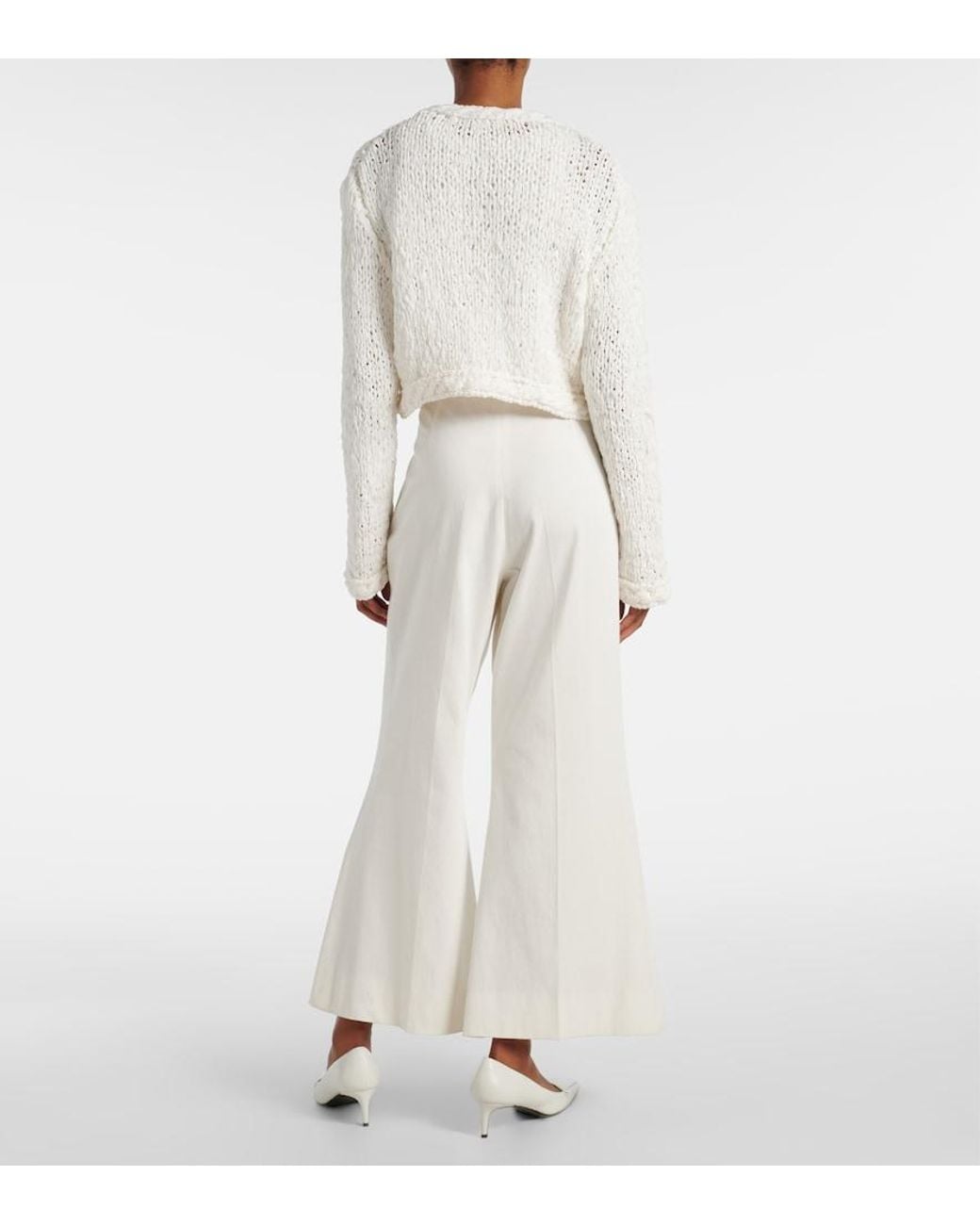 Khaite White Genevieve Open-Knit Cardigan