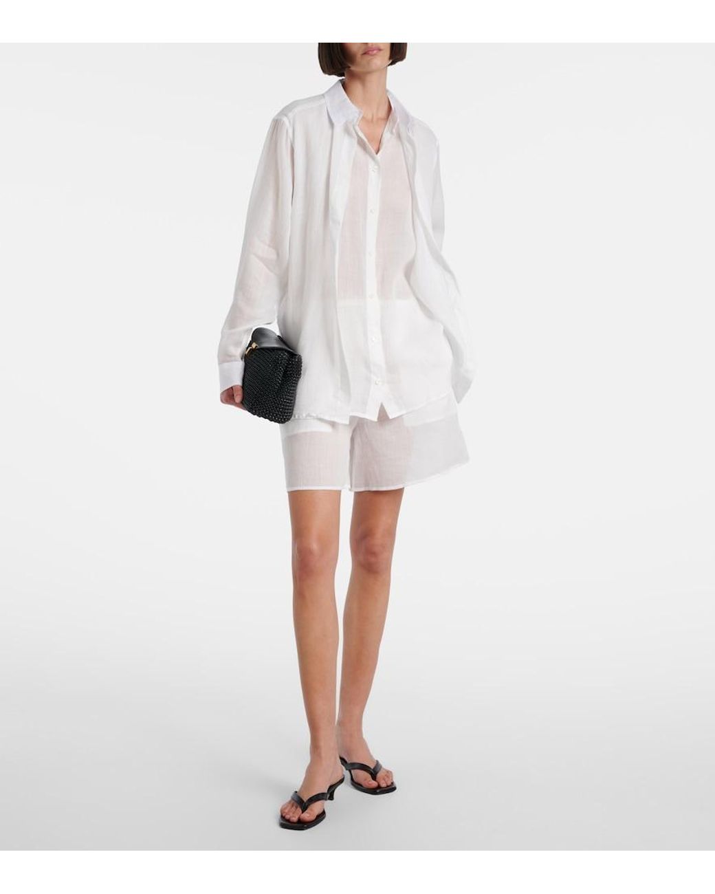Totême White Ramie Shorts
