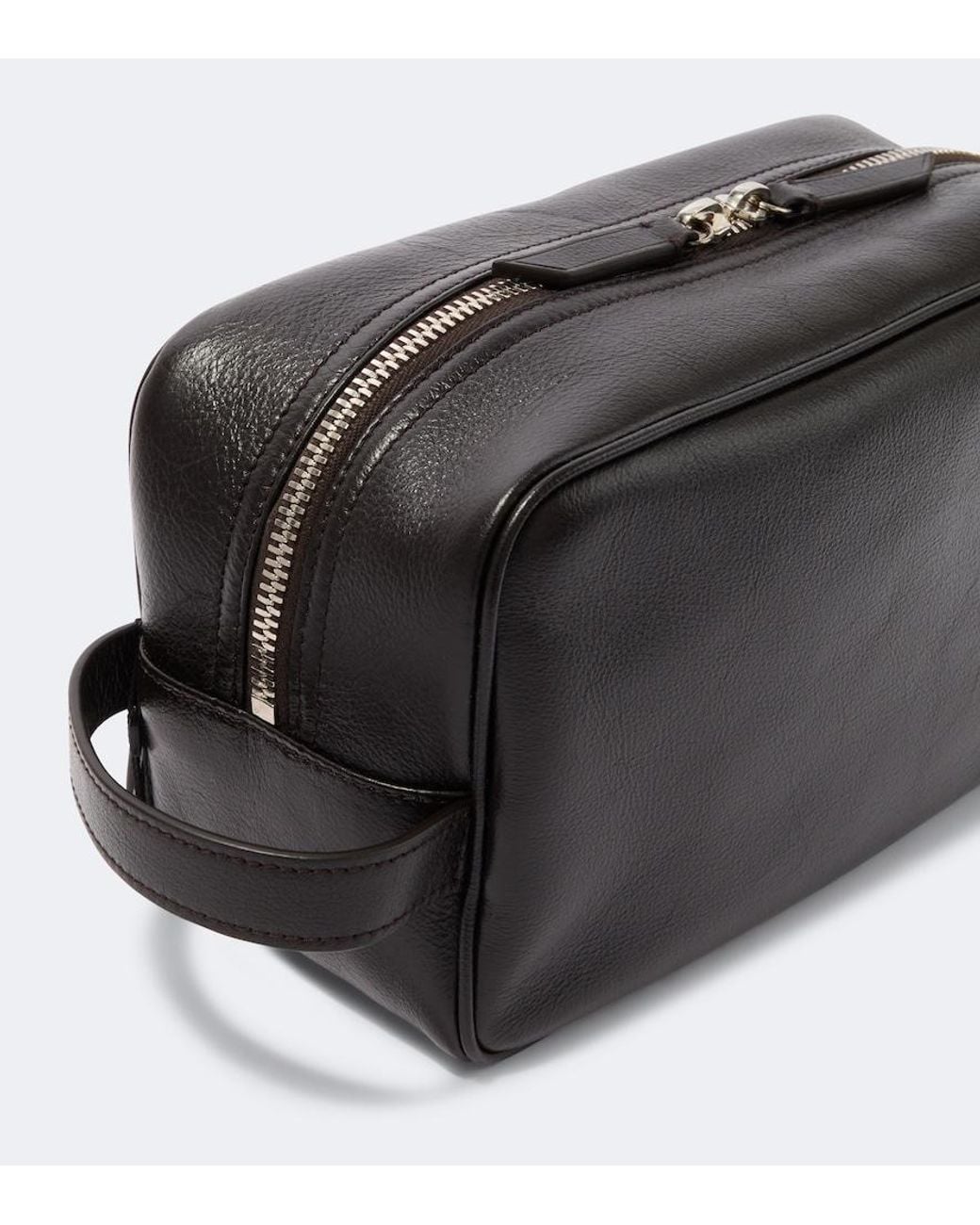 Metier Black Leather Toiletry Bag for men