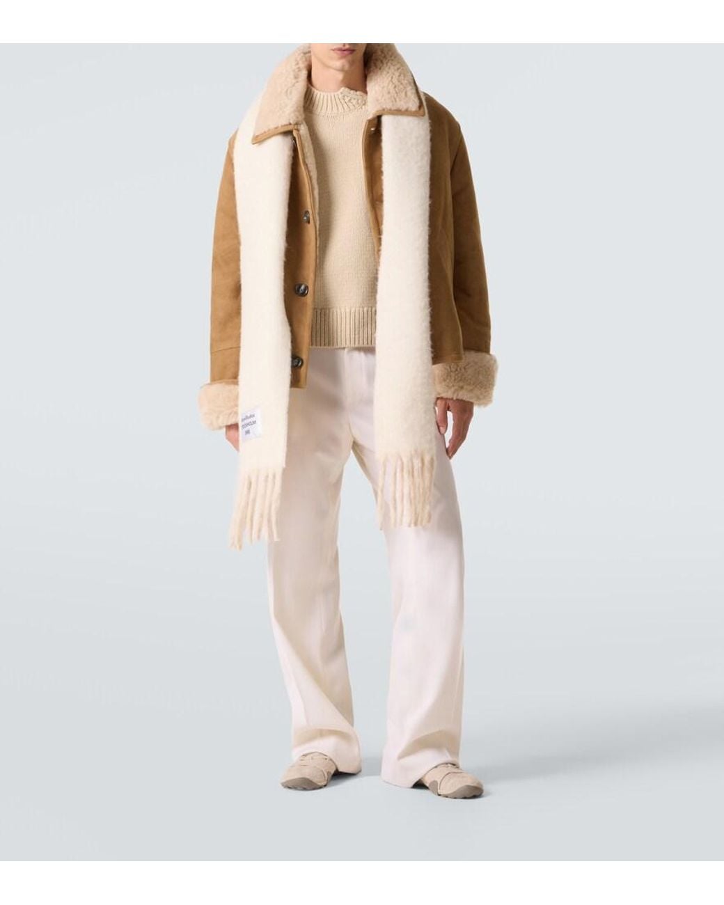 AMI Brown Shearling-Lined Suede Jacket for men