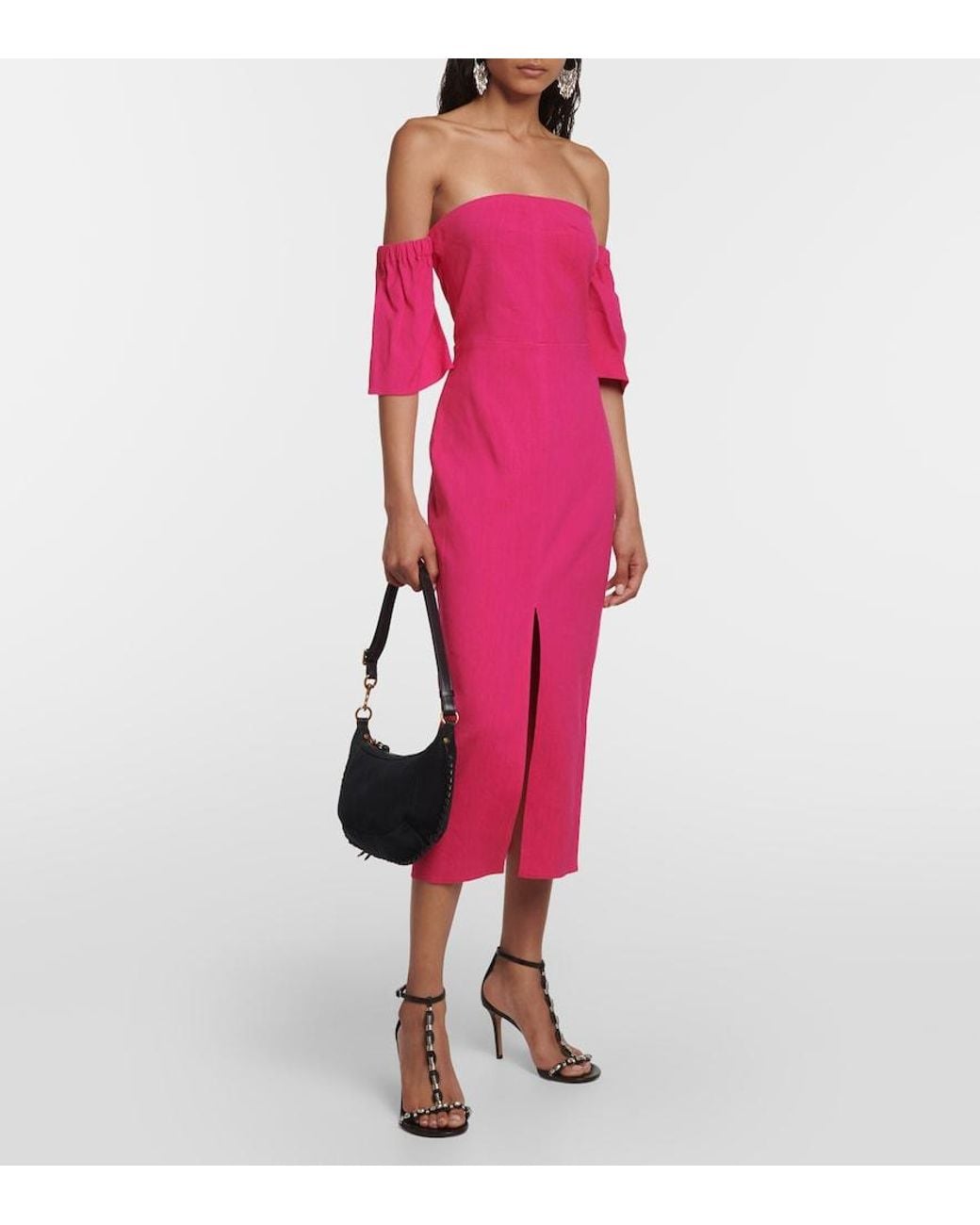 Isabel Marant Pink Stony Off-Shoulder Midi Dress