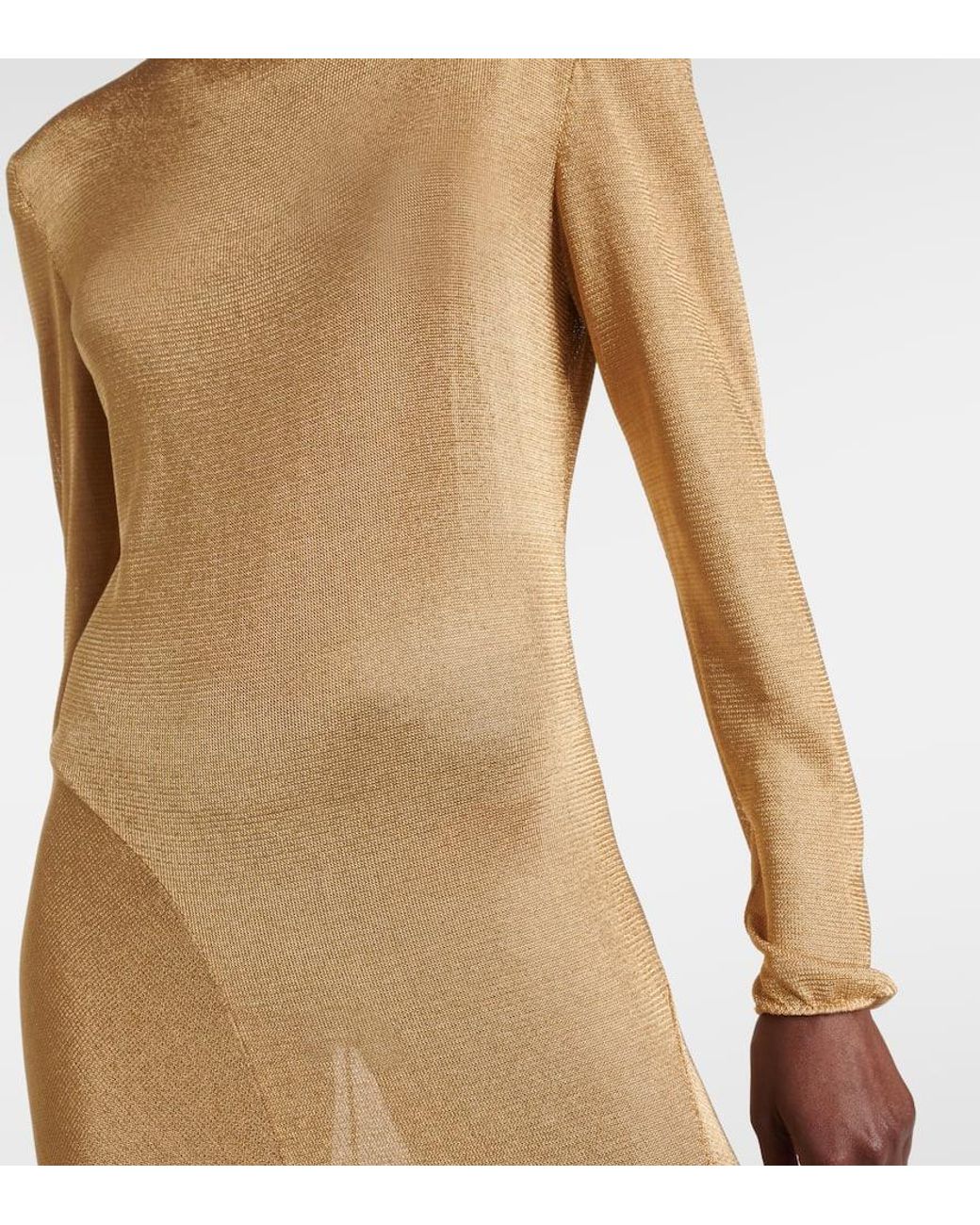 Tom Ford Natural Turtleneck Jersey Gown