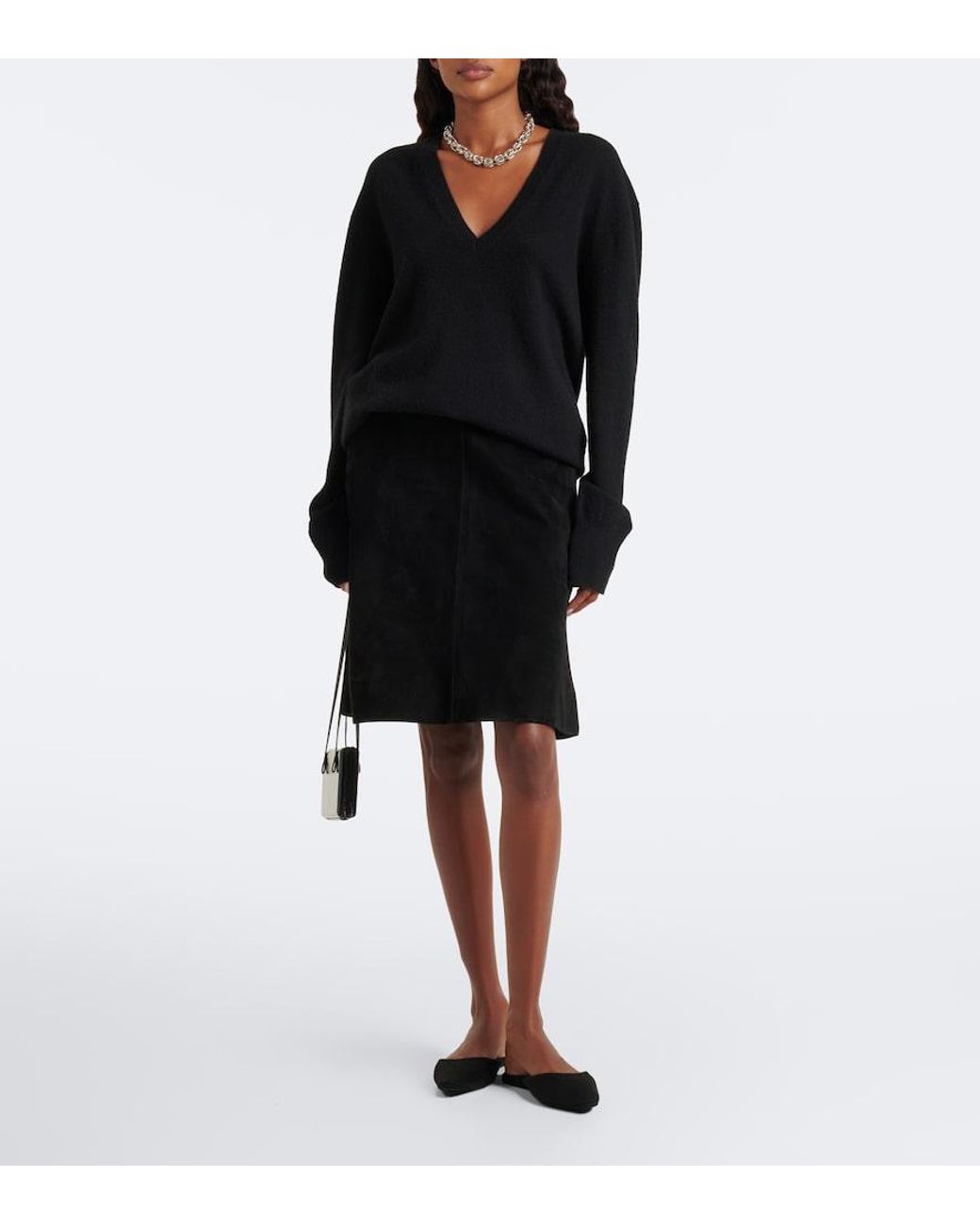 Totême Black Wool And Cashmere Mules