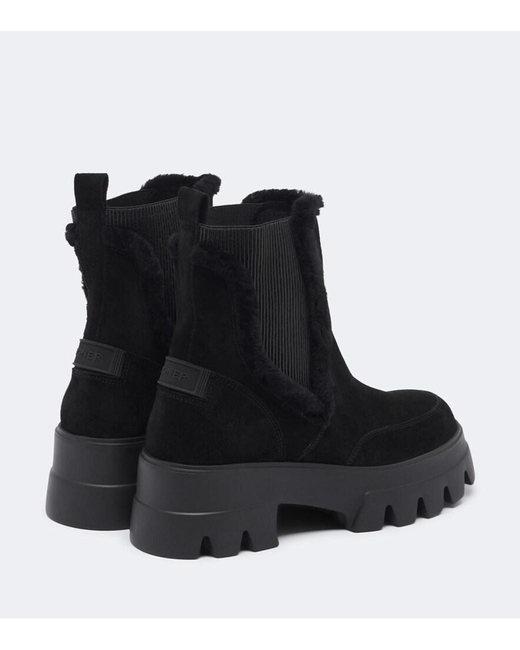 Bogner Black Sapporo Shearling-Trimmed Suede Ankle Boots