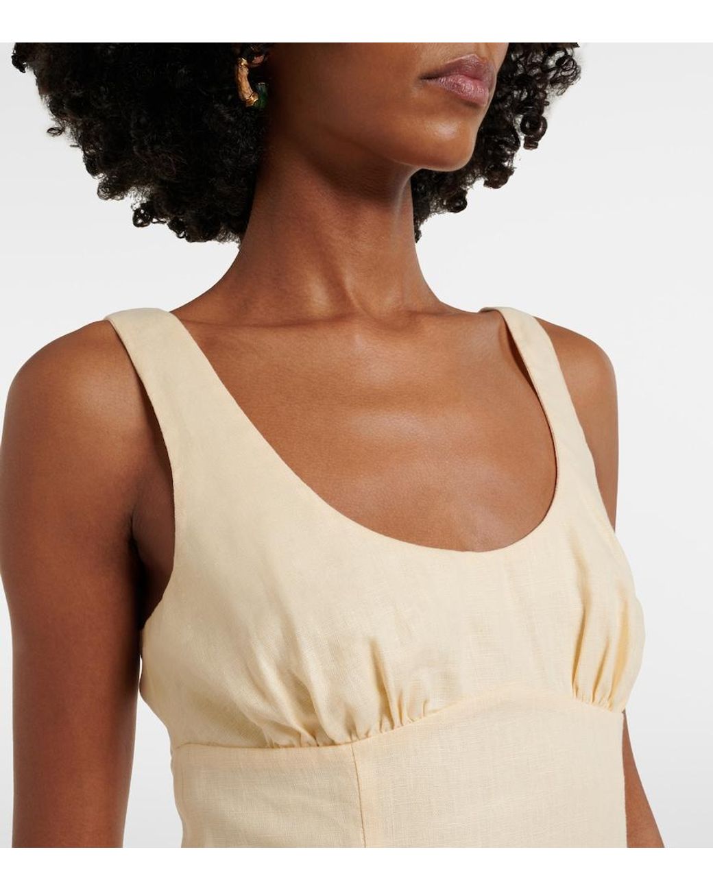 Faithfull The Brand Natural Esme Linen Midi Dress