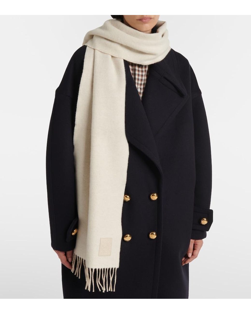 Loewe White Wool And Cashmere Scarf