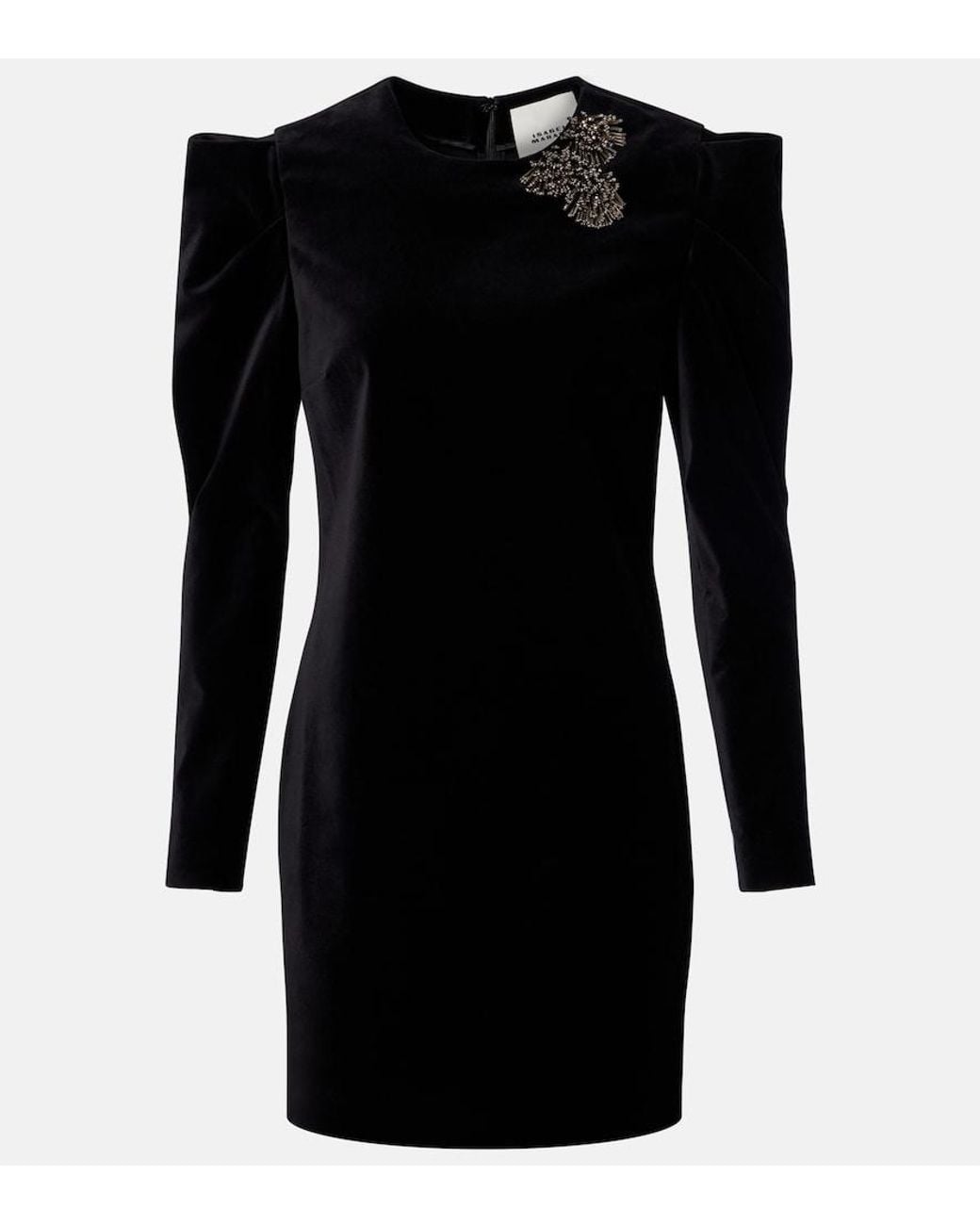 Isabel Marant Black Danee Embellished Velvet Minidress