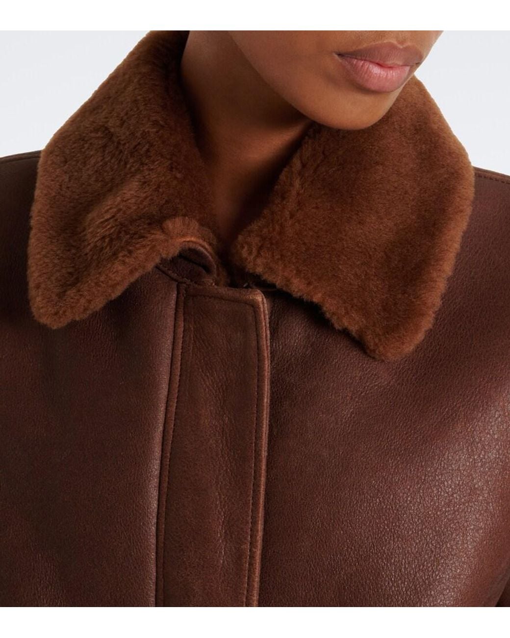 Arma Brown Riley Shearling-Trimmed Leather Jacket