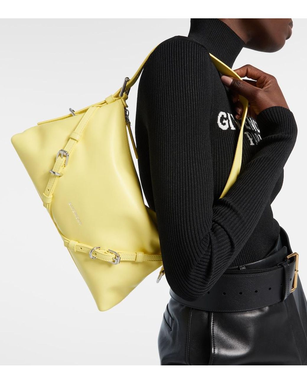 Givenchy Yellow Voyou Mini Leather Shoulder Bag