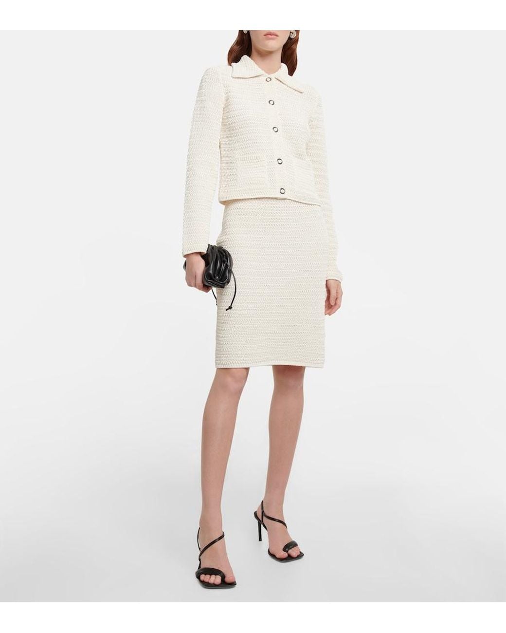Dorothee Schumacher White Modern Textures Crochet Pencil Skirt