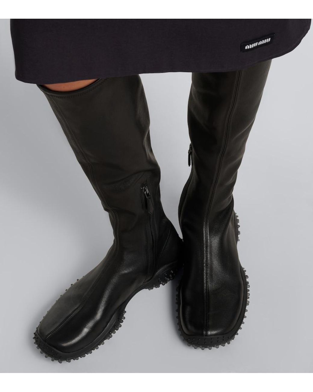 Miu Miu Black Leather Knee-High Boots