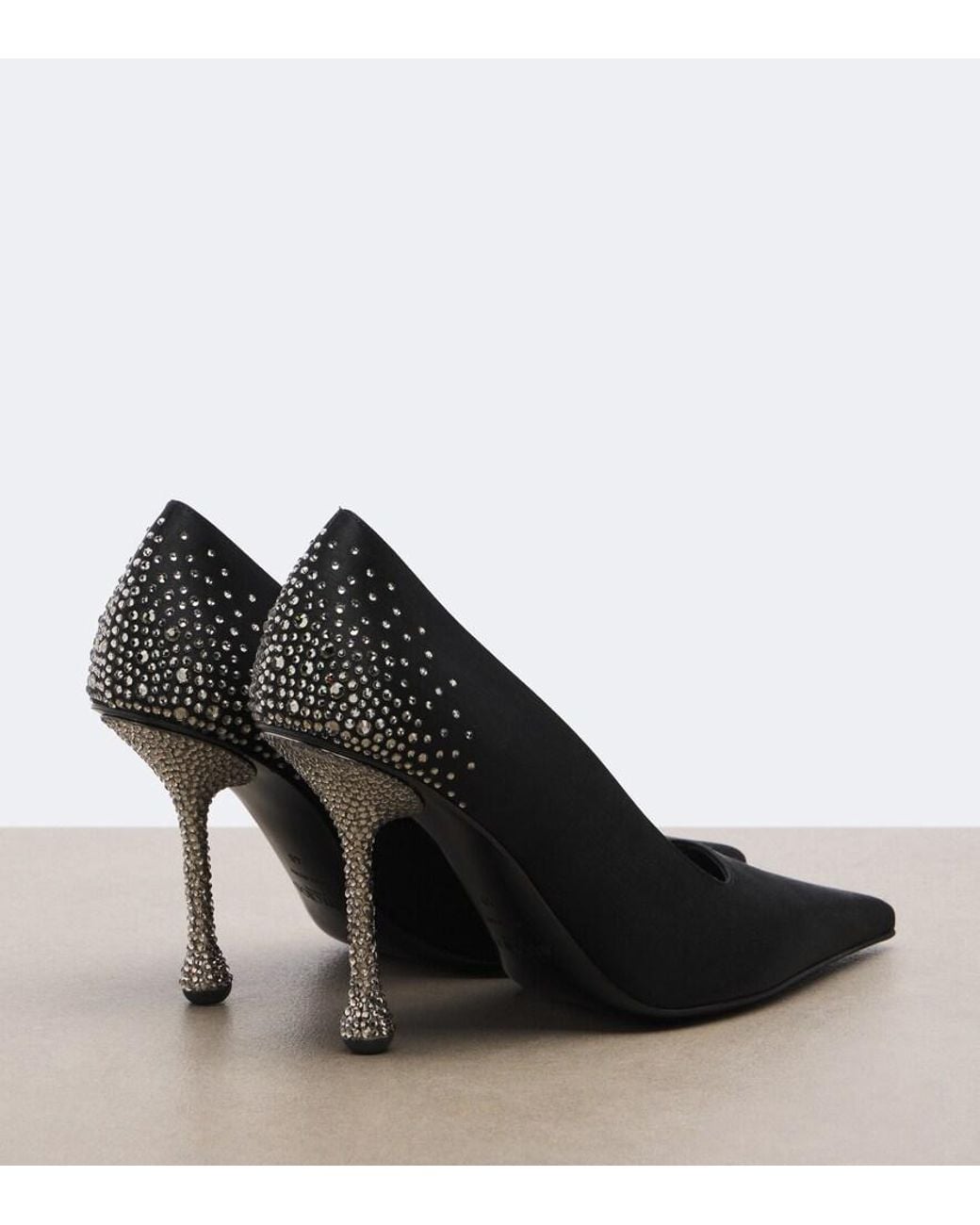 Jimmy Choo Black Ixia Crystal-Embellished Satin Pumps