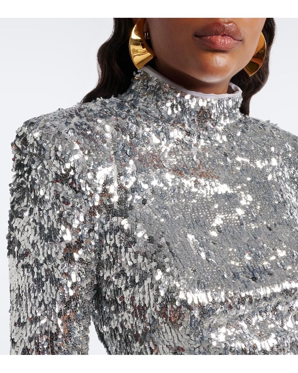 Balmain Gray Sequined Minidress