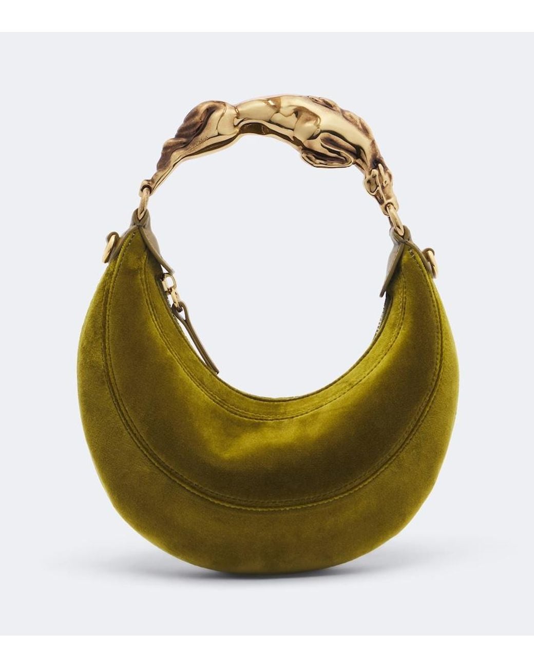 Chloé Green Chain Horse Small Velvet Top-Handle Bag