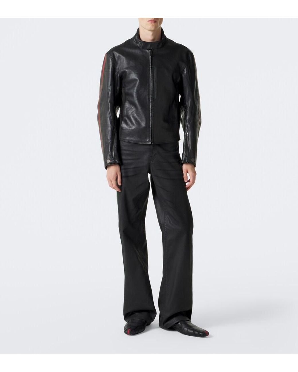 Jeans Anchos Con Web Gucci de hombre de color Gray