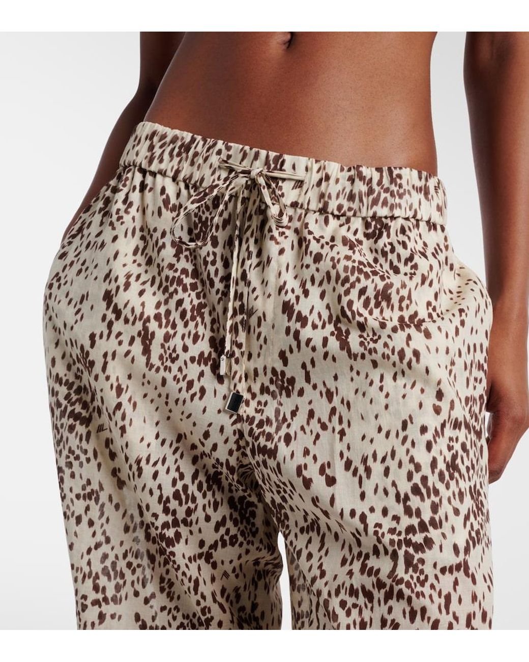 The Attico Natural Leopard-Print Cotton Wide-Leg Pants