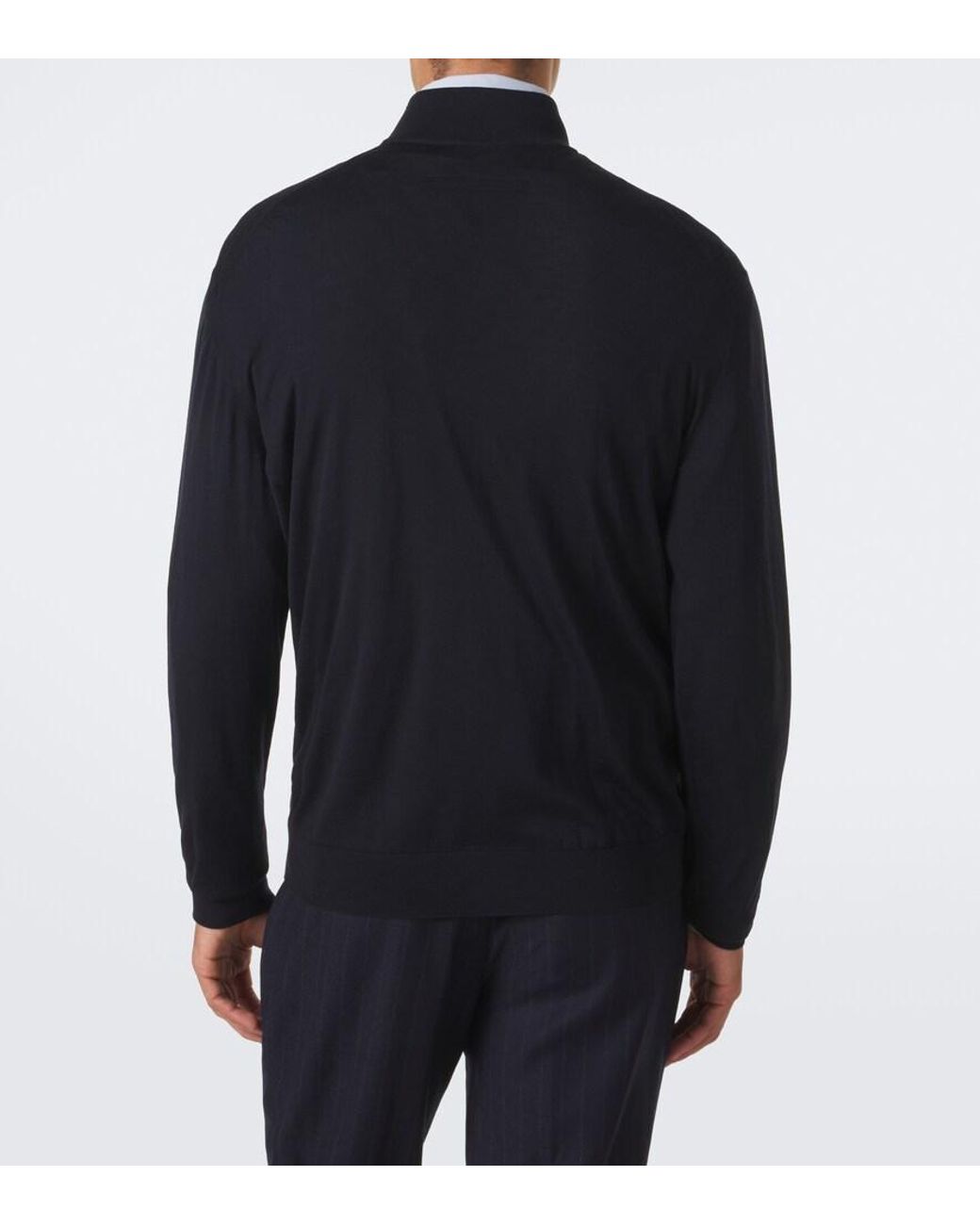 Zegna Blue Wool Zip-Up Cardigan for men