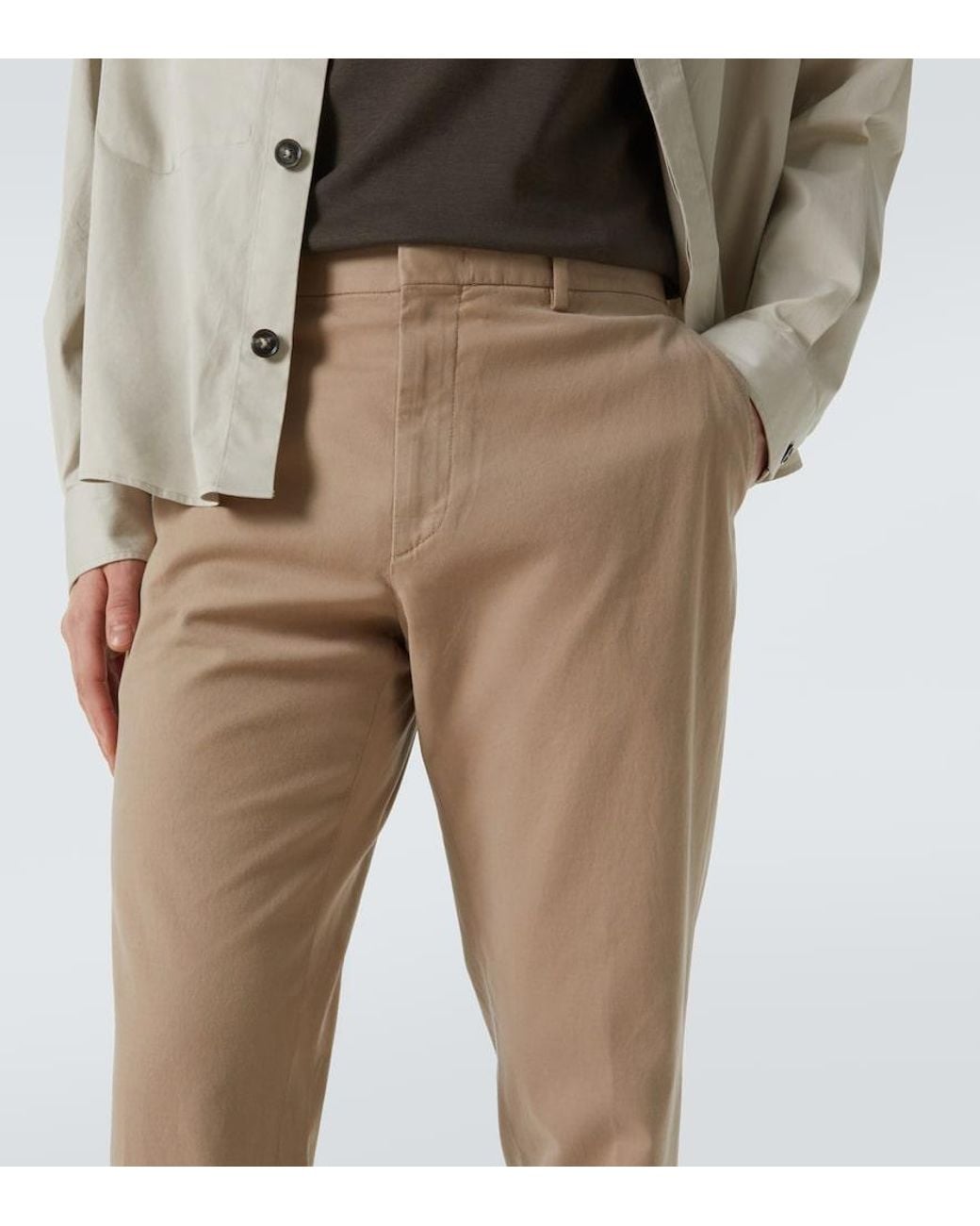 Zegna Natural Cotton-Blend Slim Pants for men