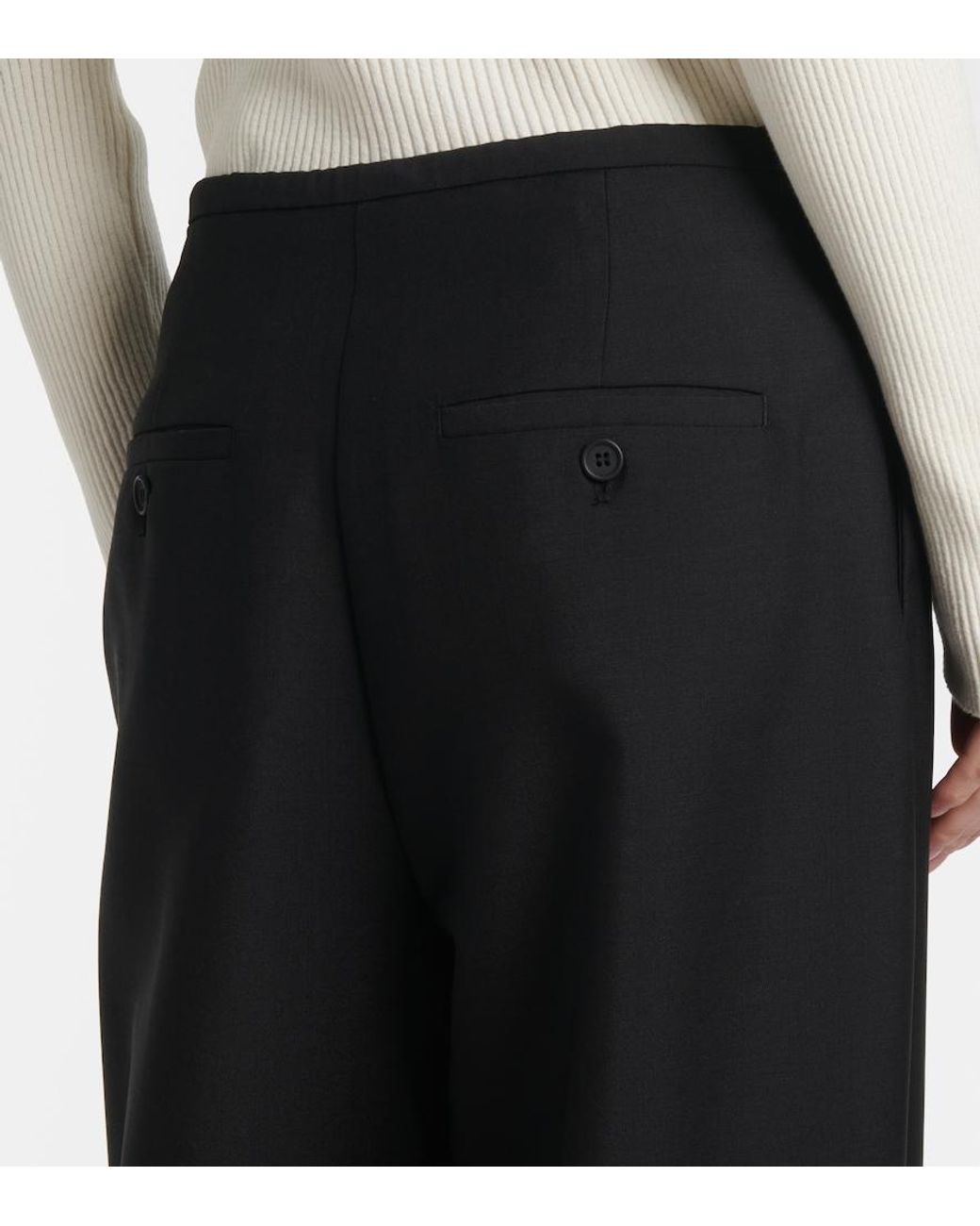 Rohe Black Wool And Mohair Wide-Leg Pants